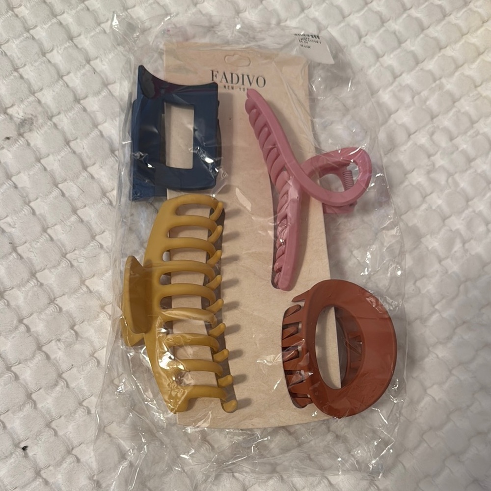 Hair Claw Clip Set - Pink, Blue, Yellow, Brown